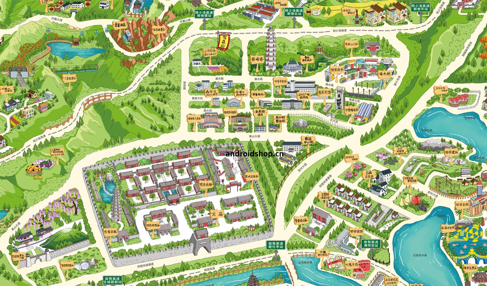 新(xin)密(mi)市(shi)手繪遊覽圖(tu)