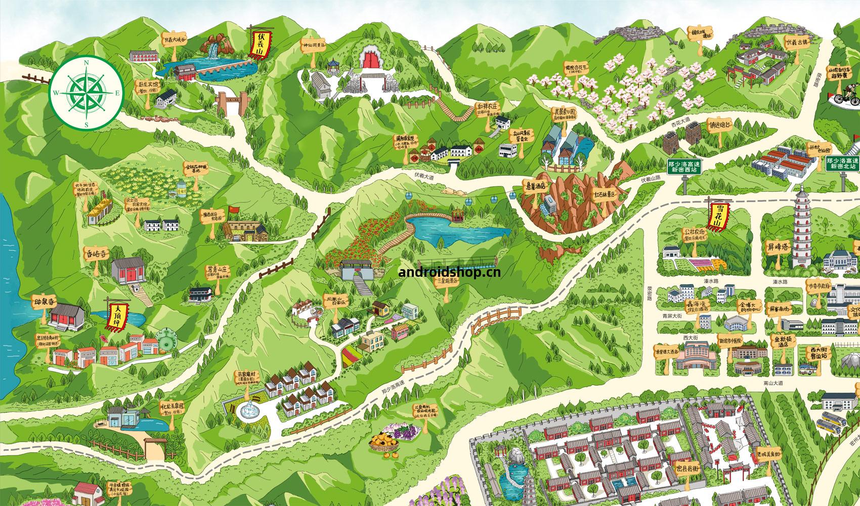 新(xin)密(mi)市(shi)手繪遊覽圖(tu)