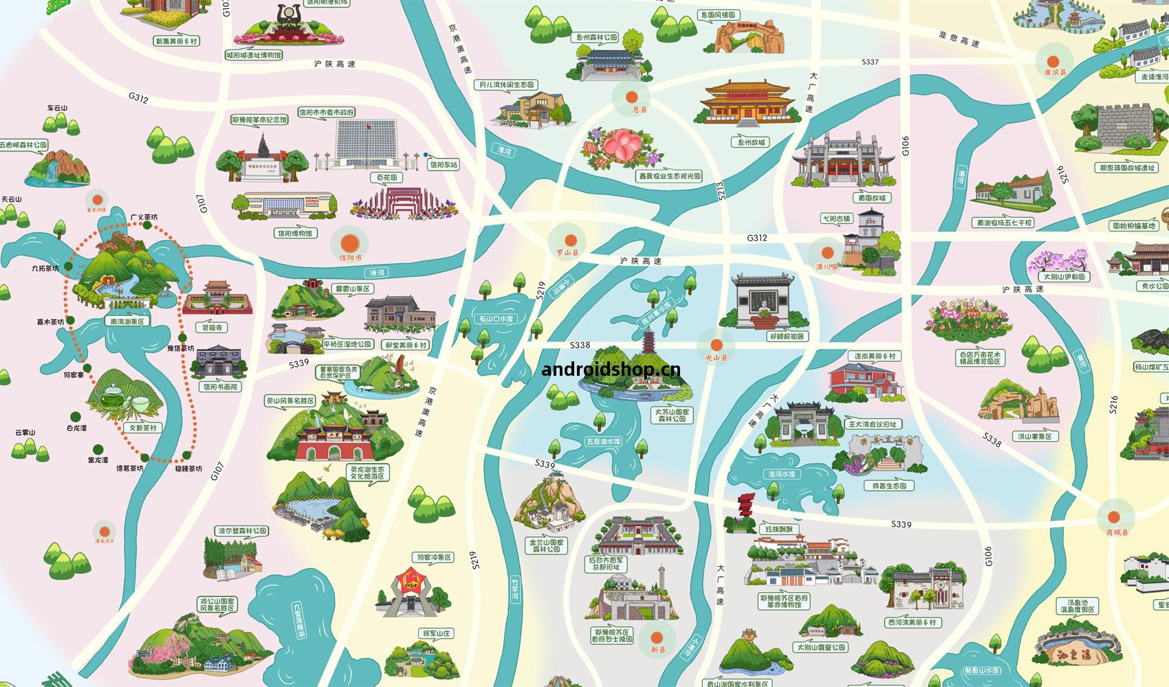 信陽手繪(hui)遊(you)覽(lan)圖