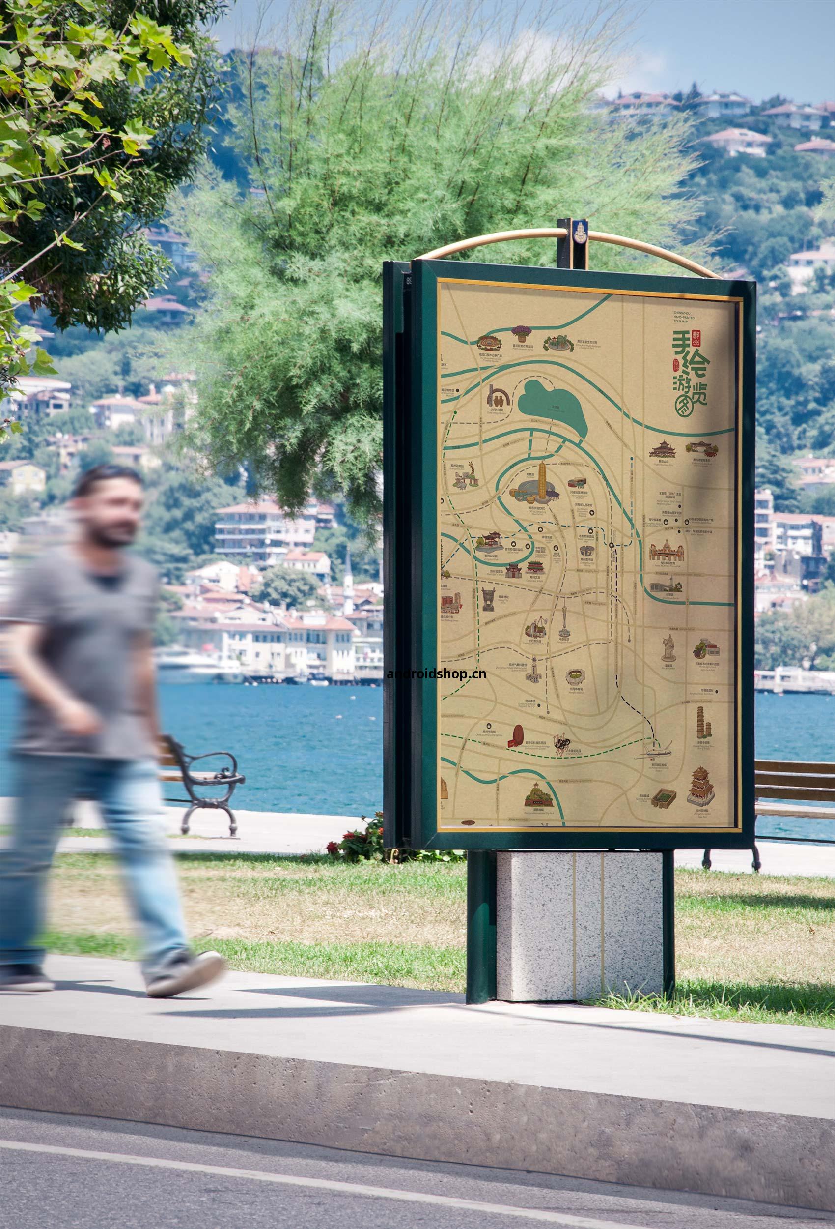 鄭州手繪(hui)遊覽(lan)圖(tu) 天地(di)之(zhi)中(zhong) 功(gong)夫鄭(zheng)州